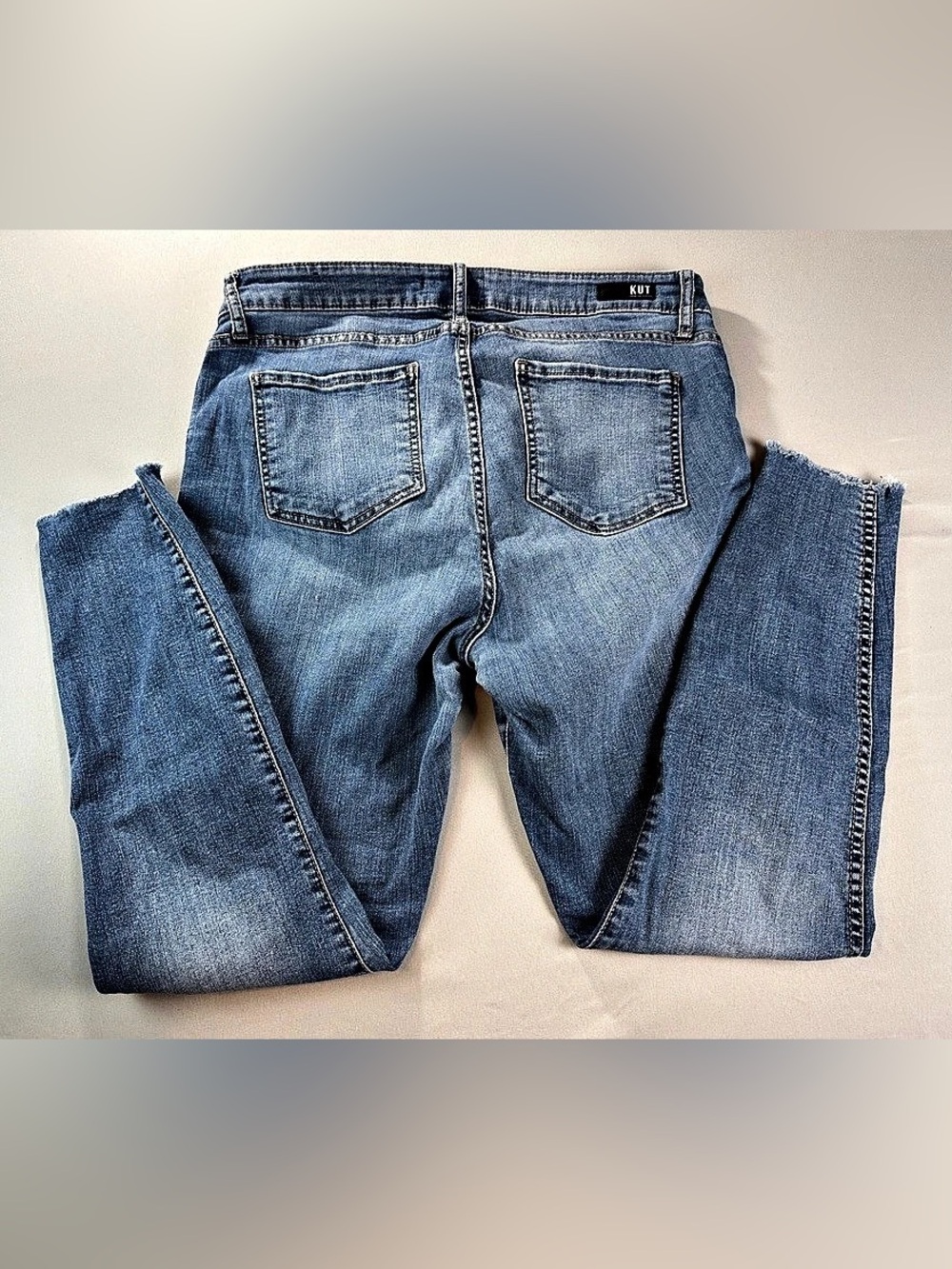 KUT from the Kloth Skinny Jeans Straight Blue Size 14 Raw Hem Western